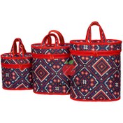 تصویر ست جافلاسکی ۳ تیکه کرپ سرمه ای طرح دار