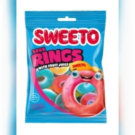 تصویر پاستیل ترش حلقه ای شکری سوییتو با ابمیوه طبیعی(100 گرم) sweeto sweeto