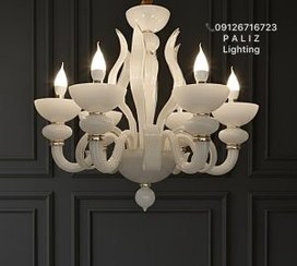 تصویر لوستر کریستال کلاسیک مورانو سفید 