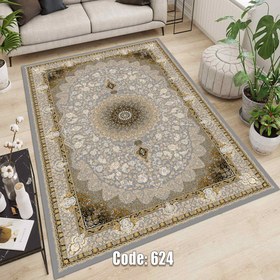 تصویر روفرشی مدل کشدار نانو ابریشم سارای کد 624 زمینه بژ 