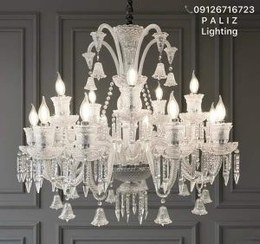 تصویر لوستر کریستال باکارات طرح فرانسه رنگ سفید 