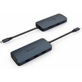 تصویر هاب ۸ پورت آدام المنتس مدل Adam Elements CASA Hub A08 USB 3.1 & USB-C 8 in 1-میدنایت 