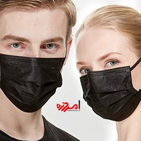 تصویر ماسک سه لایه پزشکی مشکی 5 عددی ا پرفروش پرفروش