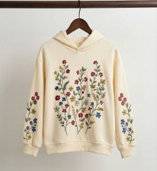 تصویر هودی دخترانه طرح باغ گل و دریا سایز ۲ تا ۸ سال 