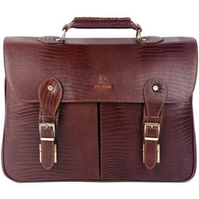 تصویر کیف چرم اداری مردانه قهوه ای چرم بارز Barez charm مدل DL3.lizard 