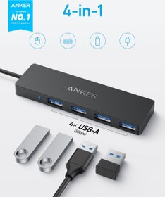 تصویر هاب انکر Anker USB C Hub 4 Ports USB 3.0 with 5Gbps Data Transfer مدل A8309 Anker 4-Port Ultra Slim USB 3.0 Data Hub A8309