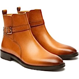 تصویر بوت مردانه ونتو مدل دوال‌باکل سگکدار بغل زیپ جنس چرم شبرو عسلی - 41 Vento men's boots, double buckle, side zipper, made of honey-colored leather