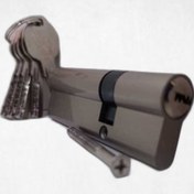 تصویر سیلندر / مغزی قفل 9 سانت کلید کامپیوتری V.S رنگ ساتن برای درب ضد سرقت 9 cm lock cylinder/core, V.S computer key, satin color, for anti-theft door