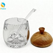 تصویر مربا خوری قاشقدار اکرولیک درب بامبو تیره کوچک کد کالا : 3872 