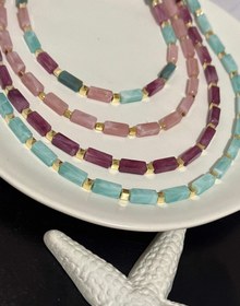 تصویر گردنبند زنانه رنگی طرح سنگی 