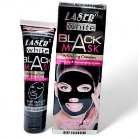 تصویر ماسک صورت بلک سفید کننده و جوان کننده لیزر وایت حجم 100 میل LASER WHITE BLACK MASK 100ML