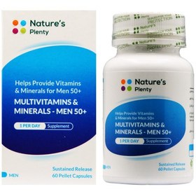 تصویر كپسول مولتی ویتامین و مینرال آقایان بالای 50 سال 60 عدد نیچرز پلنتی Natures Plenty Multivitamins And Minerals Mens Up 50 years 60 Caps