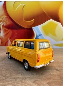 تصویر ماشین اسباب بازی TOY METAL SQUEEGEE AIR HORN مینی بوس فورد زرد قدیمی نوستالژیک با صدا و نور scntoys 