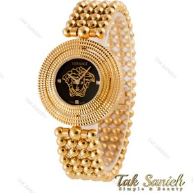 تصویر ساعت مچی زنانه ورساچه طلایی صفحه مشکی چرخان Versace-4879-L