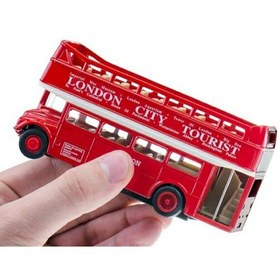 تصویر اسباب بازی - ماکت - ماشین فلزی - اتوبوس لندن مدل مسقف - برند ویلی Welly - عقبکش - تک جعبه - London Bus 