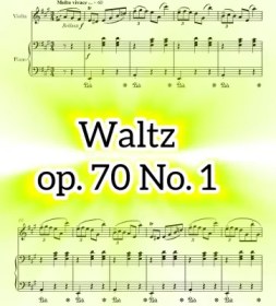 تصویر نت ویولن پیانو Waltz Op. 70 No. 1 شوپن به همراه اجرای نت و بکینگ ترک پیانو 