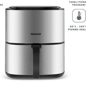 تصویر سرخکن بدون روغن Homend ترکیه مدل Airfryday 2506H Homend Airfryday 2506H , 4,2 Litre Inox Airfryer