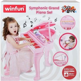 تصویر اسباب بازی پیانو صورتی با میکروفن برند وین فان - Winfun Symphonic Grand Piano 