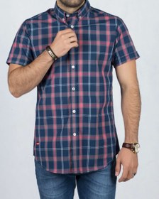 تصویر پیراهن آستین کوتاه چهارخانه اسپرت مردانه (پوپلین) 