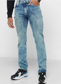 تصویر شلوار جین فیت اسلیم با طراحی فرسوده برند seventy five Slim Fit Distress Jean