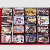 تصویر جعبه قوطی جیبی فلزی کلکسیونی فانتزی مدل نوستالژی درب لولا دار 6 سانتی – طرح موتور هوندا مونتسا 