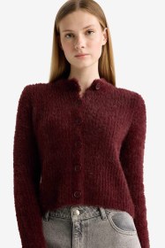 تصویر ژاکت زنانه زرشکی دفکتو 