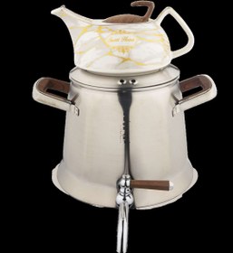 تصویر کتری و قوری هرمس استیل نقره ای مات کروپ ست کد 7701 