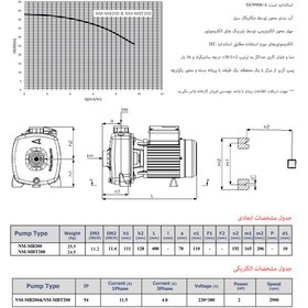 تصویر پمپ آب خانگی MB200 نوید موتور 2 اسب بخار 