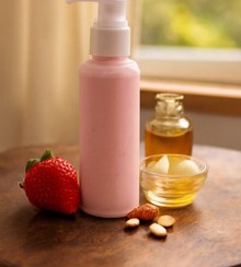 تصویر لوسیون بدن گیاهی با رایحه توت فرنگی – نرمی و لطافت طبیعی برای پوست شما (۱۲۰ گرم) 