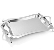 تصویر سینی مستطیل متوسط دالبر دسته نقره ای نگینی Waveساده پایه دار ریور کد B7177 