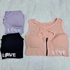 تصویر سوتین نیم تنه ورزشی زیپ دار فری سایز 