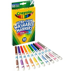 تصویر ماژیک‌های کلاسیک رنگی اولترا کلین بسته ۱۰ عددی برند crayola Ultra Clean Classic Colors Markers 10 Count