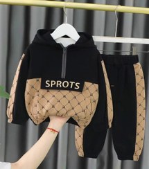 تصویر ست هودی و شلوار اسپرت بچگانه 084 - مشکی / سایز ۶ Children's hoodie and sports pants set