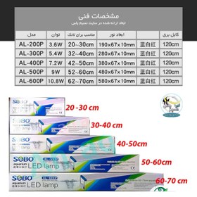 تصویر ال ای دی آکواریوم AL-600P سفید و صورتی سوبو SOBO AL-600P