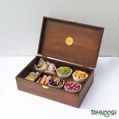 تصویر جعبه پذیرایی پیاله دار قهوه ای ( همراه دمنوش) 