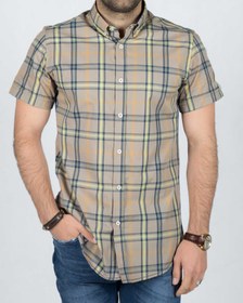 تصویر پیراهن آستین کوتاه چهارخانه اسپرت مردانه (پوپلین) 