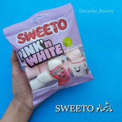 تصویر پاستیل مارش مالو سفید صورتی۶۰گرم سوییتو sweeto pink white 