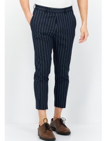 تصویر شلوار چینی مردانه با فیت باریک و خط‌دار، رنگ سرمه‌ای برند asos design Men Tapered Fit Pinstripe Chino Pants, Navy Blue