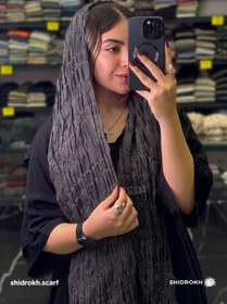 تصویر شال حریر پفکی کشی - مشکی Shal harirpofaki keshi