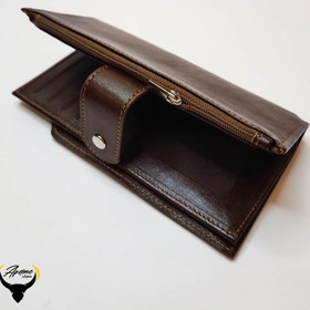 تصویر ست جاکارتی و کیف پول کتی و کیف پول جیبی چرم طبیعی کد 172 - مشکی Card Holder set and key holder