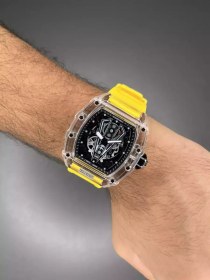 تصویر ریچارد میل صفحه اسکلتون - بند زرد - Richard Mille 