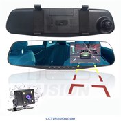 تصویر دوربین آینه ای 2لنز ثبت وقایع خودرو 