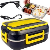 تصویر لانچ باکس و ظرف غذای برقی دوکابله ظرفیت 1/5لیتری طوسی 