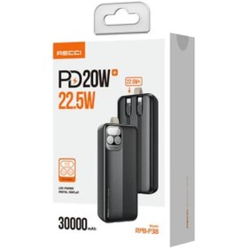 تصویر پاوربانک 30هزار میلی آمپر رسی مدل RPB-P38 Recci 30000 mAh Power Bank RPB-P38