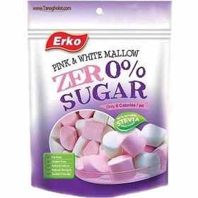 تصویر مارشمالو سفيد صورتی بدون شکر ارکو گلوتن فری با استويا 70 گرم ERKO مدل Pink & White Mallow Erko Pink & White Zero Sugar Marshmallow 70gr