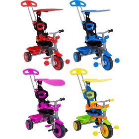 تصویر سه چرخه با سایبان با محافظ برند سه ستاره trike star Trikestar Kid''s Trike With Canopy &amp; Safety Guard 3 in 1 Available in 4 Colours