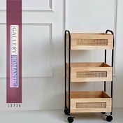 تصویر جای سیب زمینی و پیاز 3 طبقه عروس نوین مدل افرا حصیری چرخ دار 