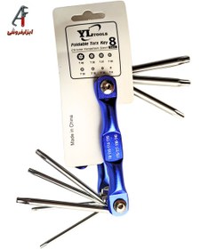 تصویر آچار آلن ستاره ای تاشو (چاقویی) 8 عددی YL Tools YL Tools