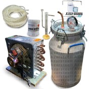 تصویر دستگاه عرق گیری گلاب گیری تقطیر برقی رادیاتور دار فن دار پک کامل فول درجه دار - ۵۰ لیتری 