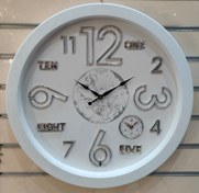 تصویر ساعت دیواری گرد سیتیزن R S - سفید اعداد نقره ای 